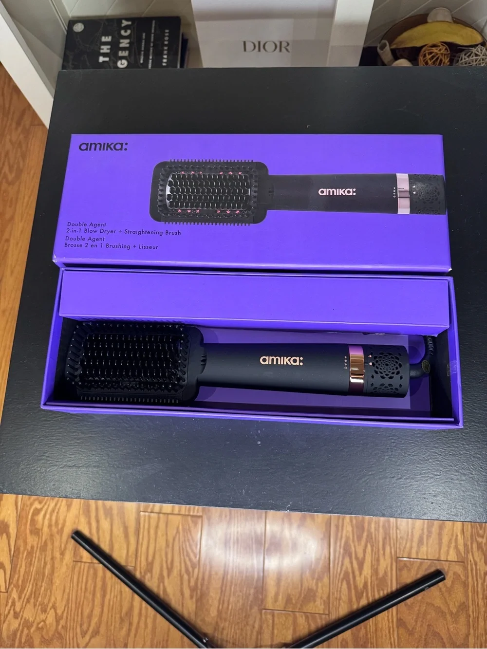 amika 2-in-1 Blow Dryer & Straightening Brush - Purple and Black - Picture 3 of 4